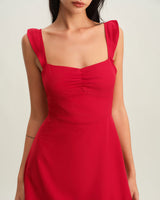 Red Sweetheart Neck Slip Mini Dress - Threadford