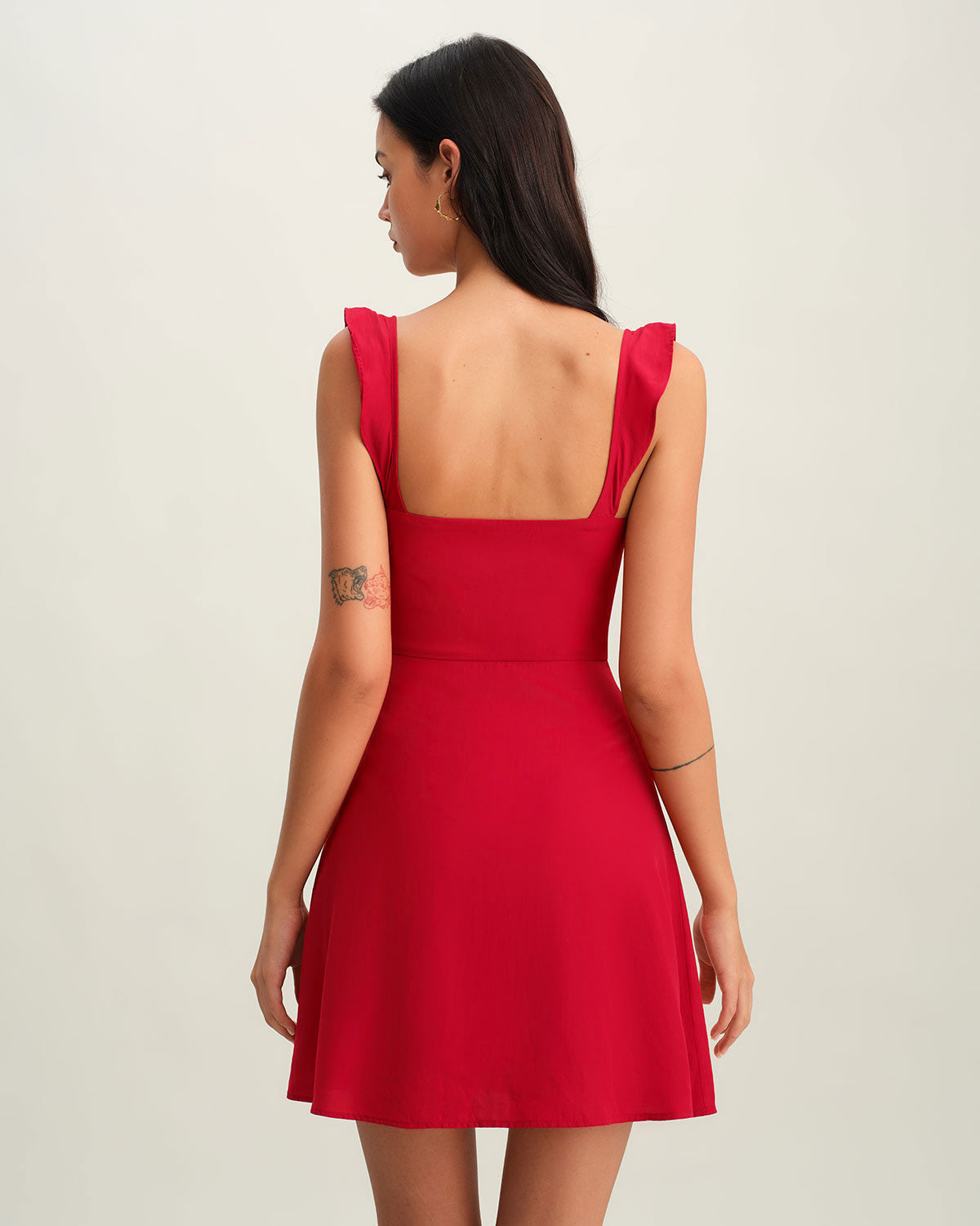 Red Sweetheart Neck Slip Mini Dress - Threadford
