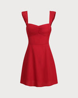Red Sweetheart Neck Slip Mini Dress - Threadford