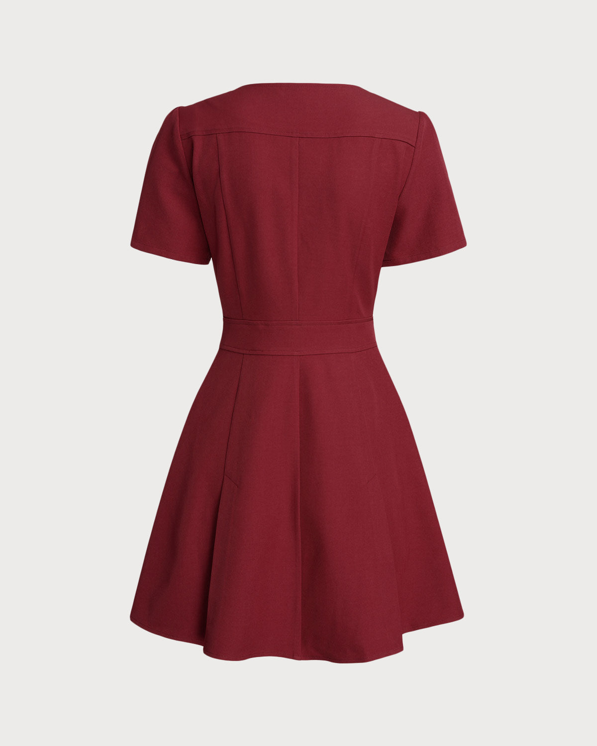 Red U Neck A-Line Mini Dress - Threadford