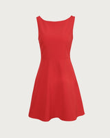 The Red Boat Neck High Waisted Mini Dress - Threadford