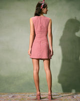 The Red Boat Neck Plaid Mini Dress - Threadford