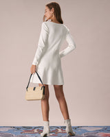 The White Square Neck Sweater Mini Dress - Threadford