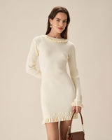 White Bodycon Sweater Mini Dress - Threadford
