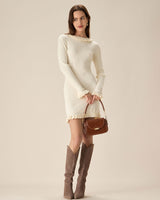 White Bodycon Sweater Mini Dress - Threadford