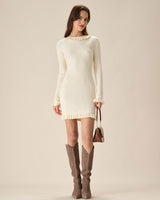 White Bodycon Sweater Mini Dress - Threadford