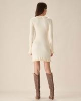 White Bodycon Sweater Mini Dress - Threadford