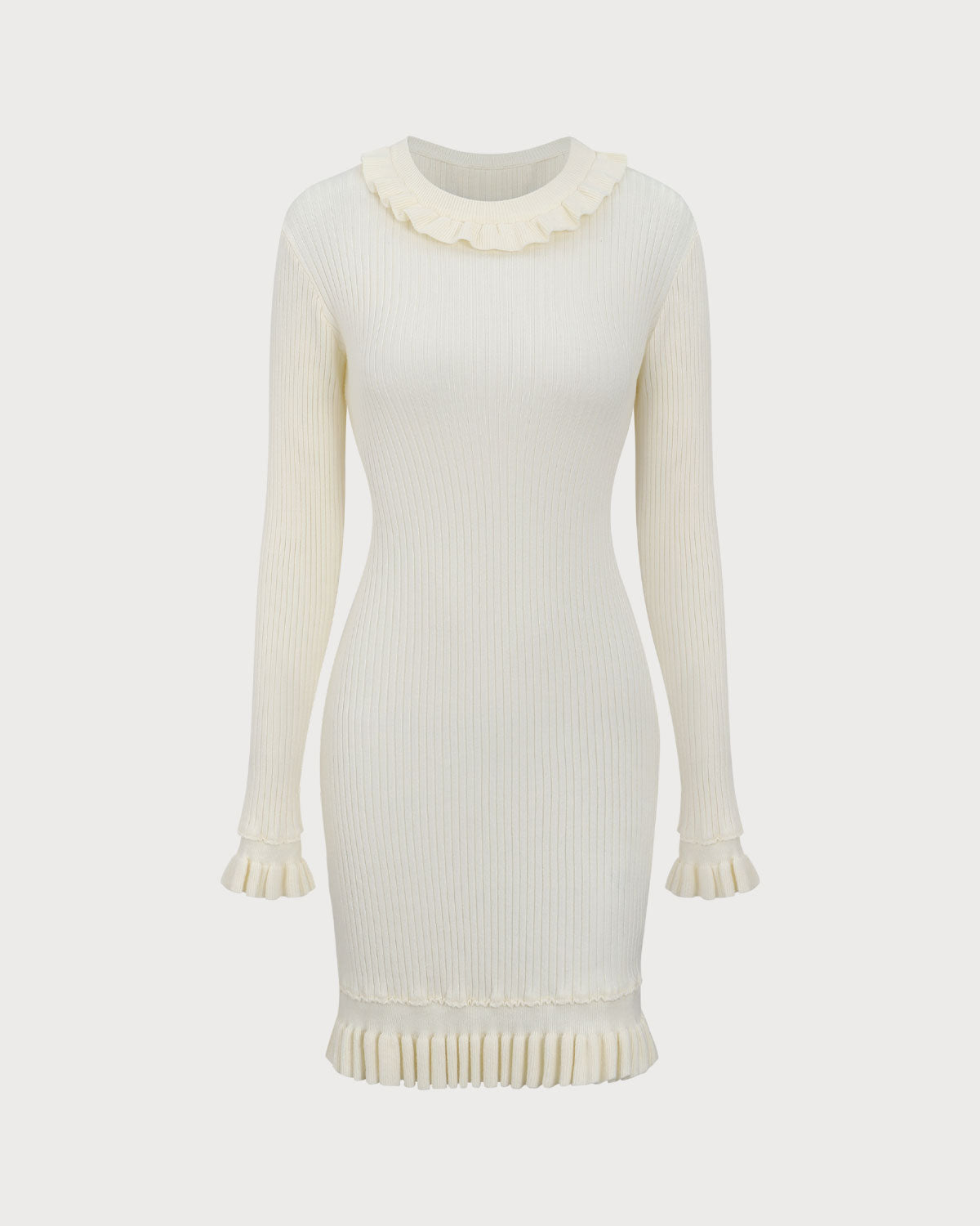 White Bodycon Sweater Mini Dress - Threadford