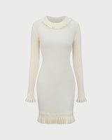 White Bodycon Sweater Mini Dress - Threadford