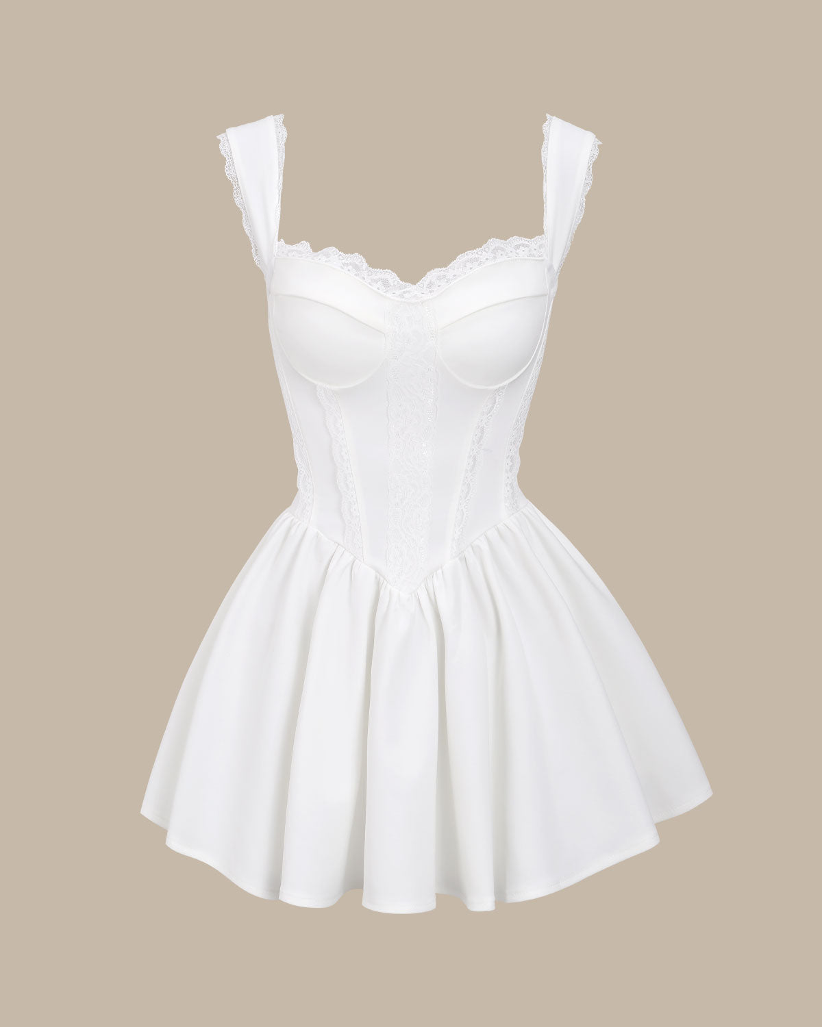 Bettydress-White Sweetheart Neck Corset Slip Mini Dress - Threadford
