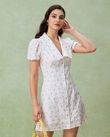 White Floral Chelsea Mini Dress - Threadford