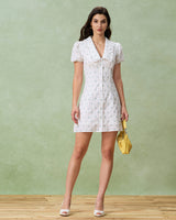 White Floral Chelsea Mini Dress - Threadford