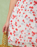 White Floral V Neck Ruffle Mini Dress - Threadford