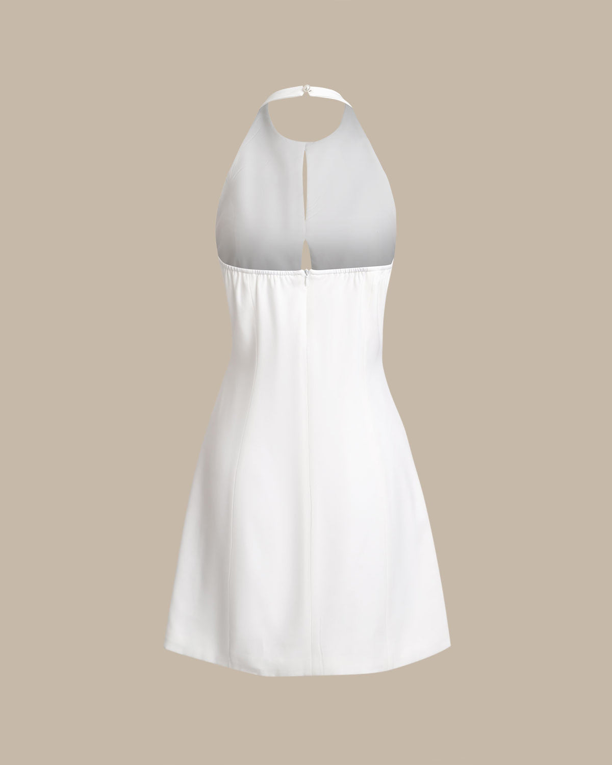 White Halter Backless Mini Dress - Threadford