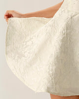 White Jacquard Ruched Slip Mini Dress - Threadford