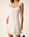 White Jacquard Sweetheart Neck Slip Mini Dress - Threadford