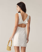 White Lace Backless Mini Dress - Threadford