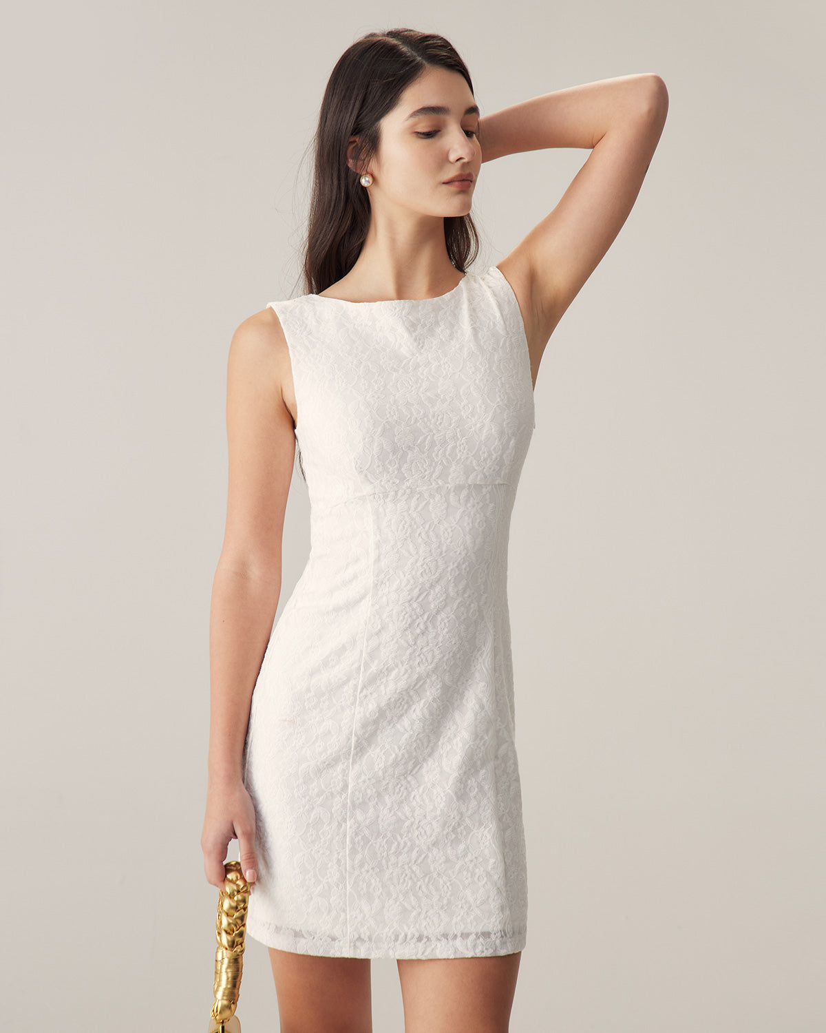 White Lace Backless Mini Dress - Threadford