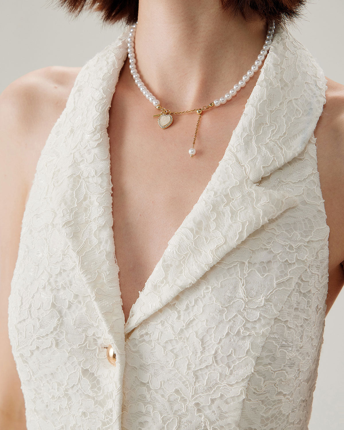 White Lace Collared Sleeveless Mini Dress - Threadford