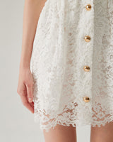White Lace Collared Sleeveless Mini Dress - Threadford