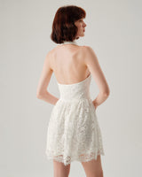 White Lace Collared Sleeveless Mini Dress - Threadford