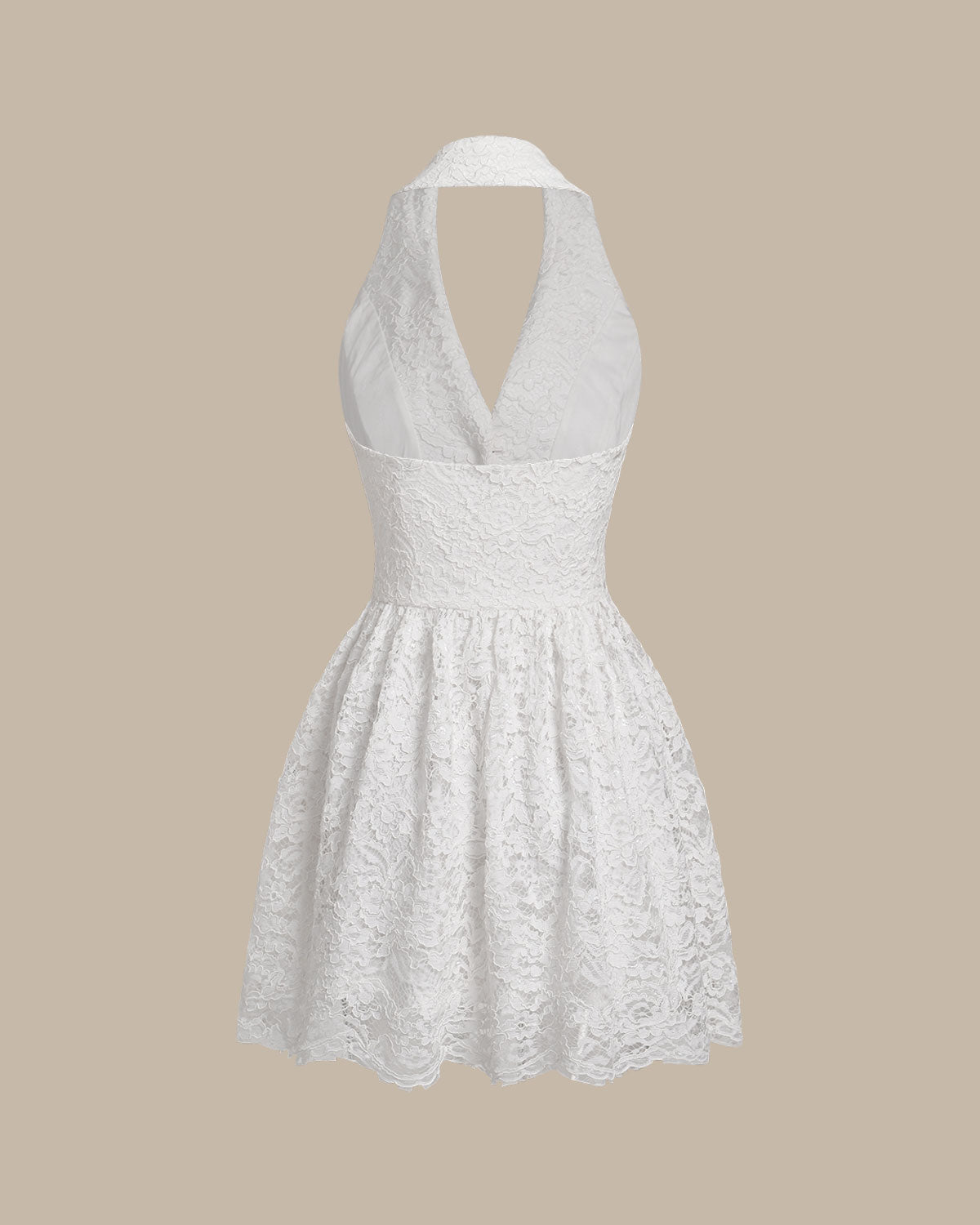 White Lace Collared Sleeveless Mini Dress - Threadford