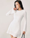 White Ruched Bell Sleeve Mini Dress - Threadford