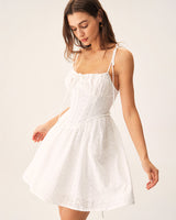 White Ruched Corset Slip Mini Dress - Threadford