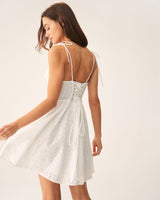 White Ruched Corset Slip Mini Dress - Threadford