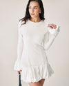 White Splicing Sweater Mini Dress - Threadford