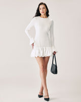 White Splicing Sweater Mini Dress - Threadford
