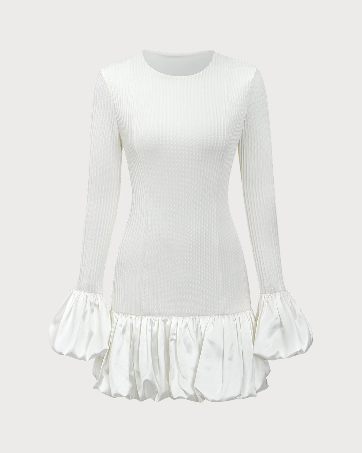 White Splicing Sweater Mini Dress - Threadford