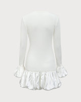 White Splicing Sweater Mini Dress - Threadford