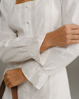 White Square Neck A-Line Mini Dress - Threadford