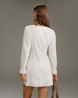White Square Neck A-Line Mini Dress - Threadford