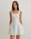 White Square Neck Textured Slip Dress - Threadford