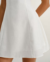 White Square Neck Textured Slip Dress - Threadford