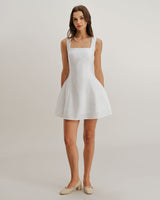 White Square Neck Textured Slip Dress - Threadford