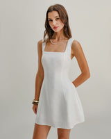 White Square Neck Textured Slip Dress - Threadford