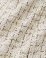 White Square Neck Tweed Mini Dress - Threadford