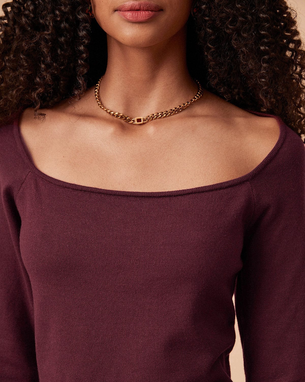 The Red Square Neck Long Sleeve Sweater Dress - Threadford