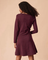 The Red Square Neck Long Sleeve Sweater Dress - Threadford