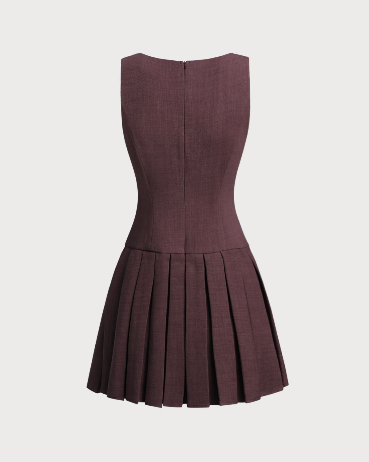 Wine Red Boat Neck Sleeveless Mini Dress - Threadford