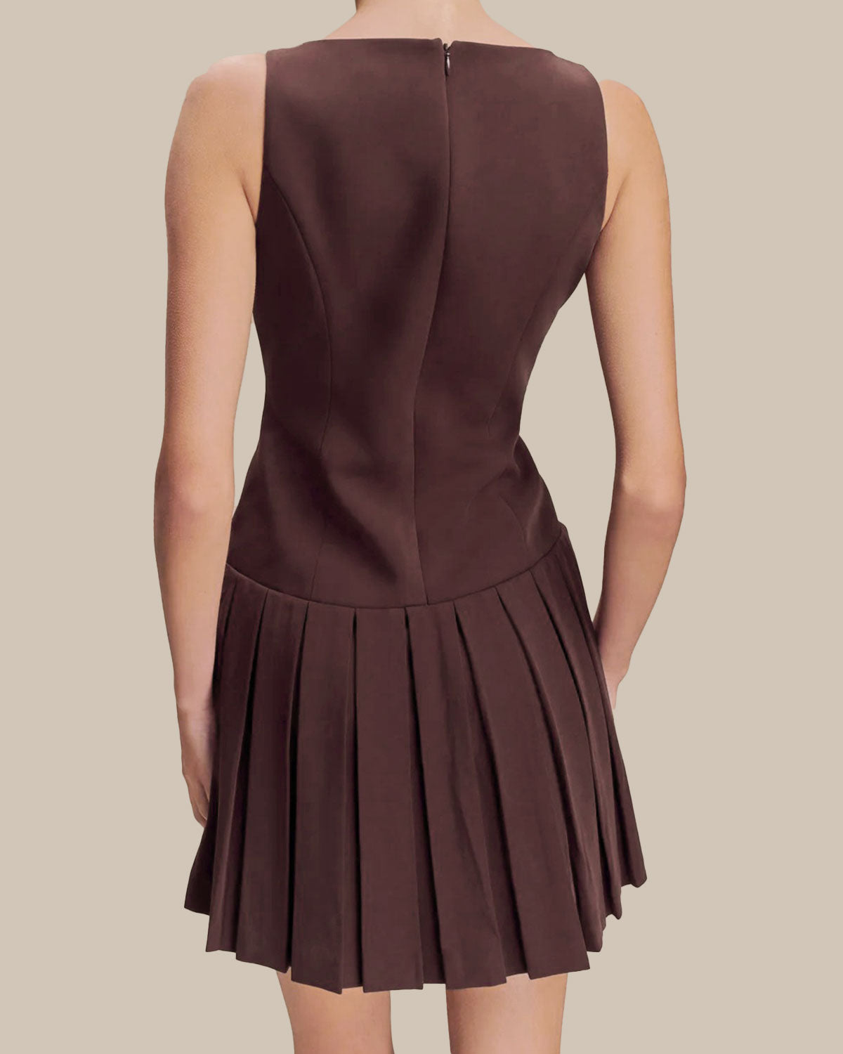 Wine Red Boat Neck Sleeveless Mini Dress - Threadford