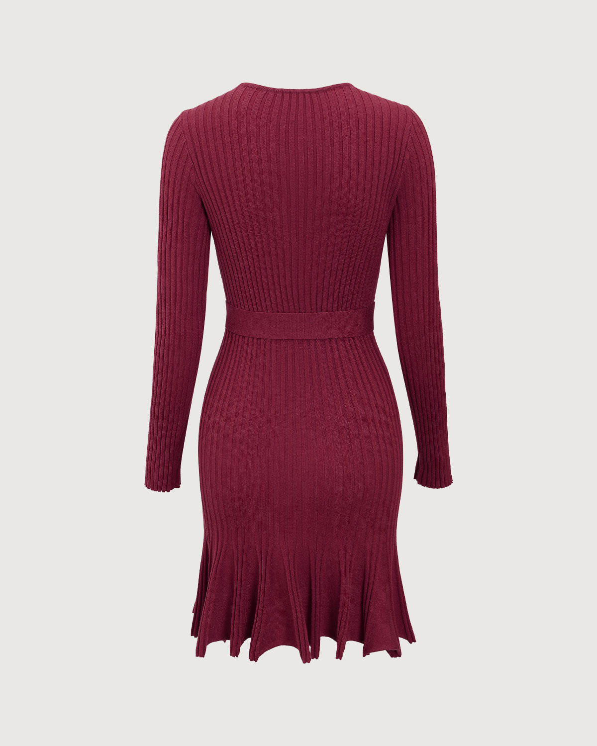 Wine Red Wrap Sweater Mini Dress - Threadford