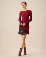 Women's Red Bell Sleeve Bodycon Sweater Dress - Threadford