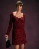 The Wine Red Floral Cutout Back Mini Dress - Threadford