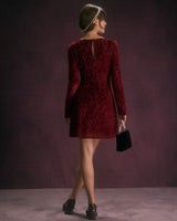 The Wine Red Floral Cutout Back Mini Dress - Threadford