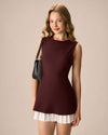 Wine Red Contrast Sleeveless Mini Dress - Threadford