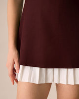 Wine Red Contrast Sleeveless Mini Dress - Threadford